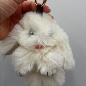 Fluffy White Rabbit Keychain